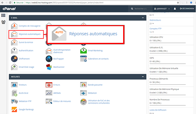 Comment créer un répondeur automatique dans cPanel ?