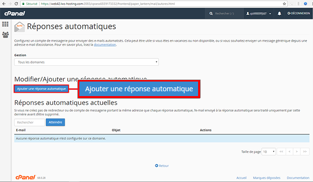 Comment créer un répondeur automatique dans cPanel ?